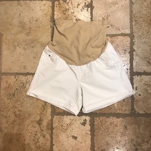 Indigo Blue White Maternity Jean shorts